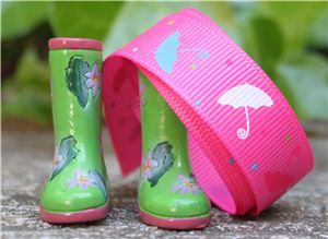 Umbrella Grosgrain Ribbon - Hot Pink
